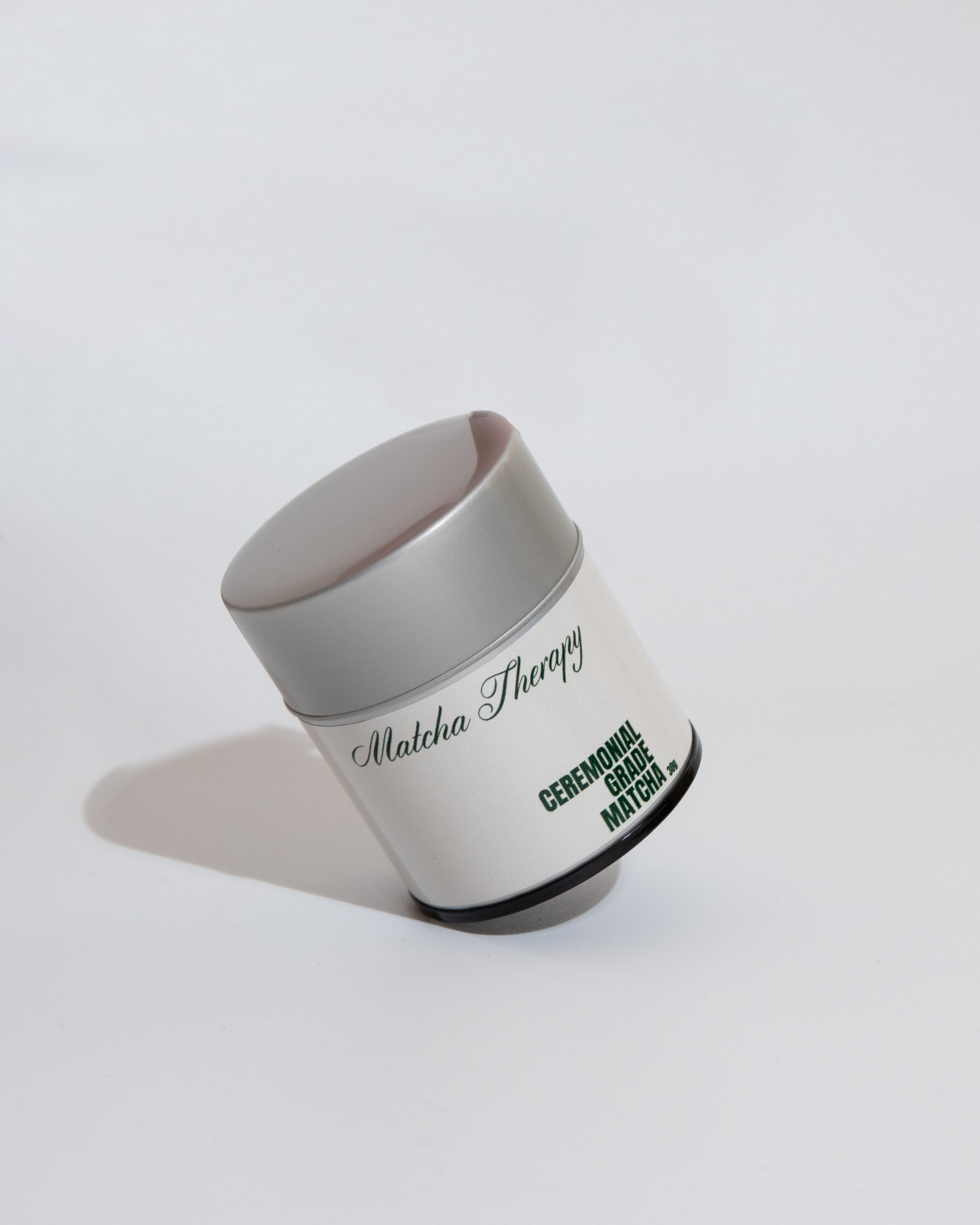White container with 'Matcha Therapy' text on a white background